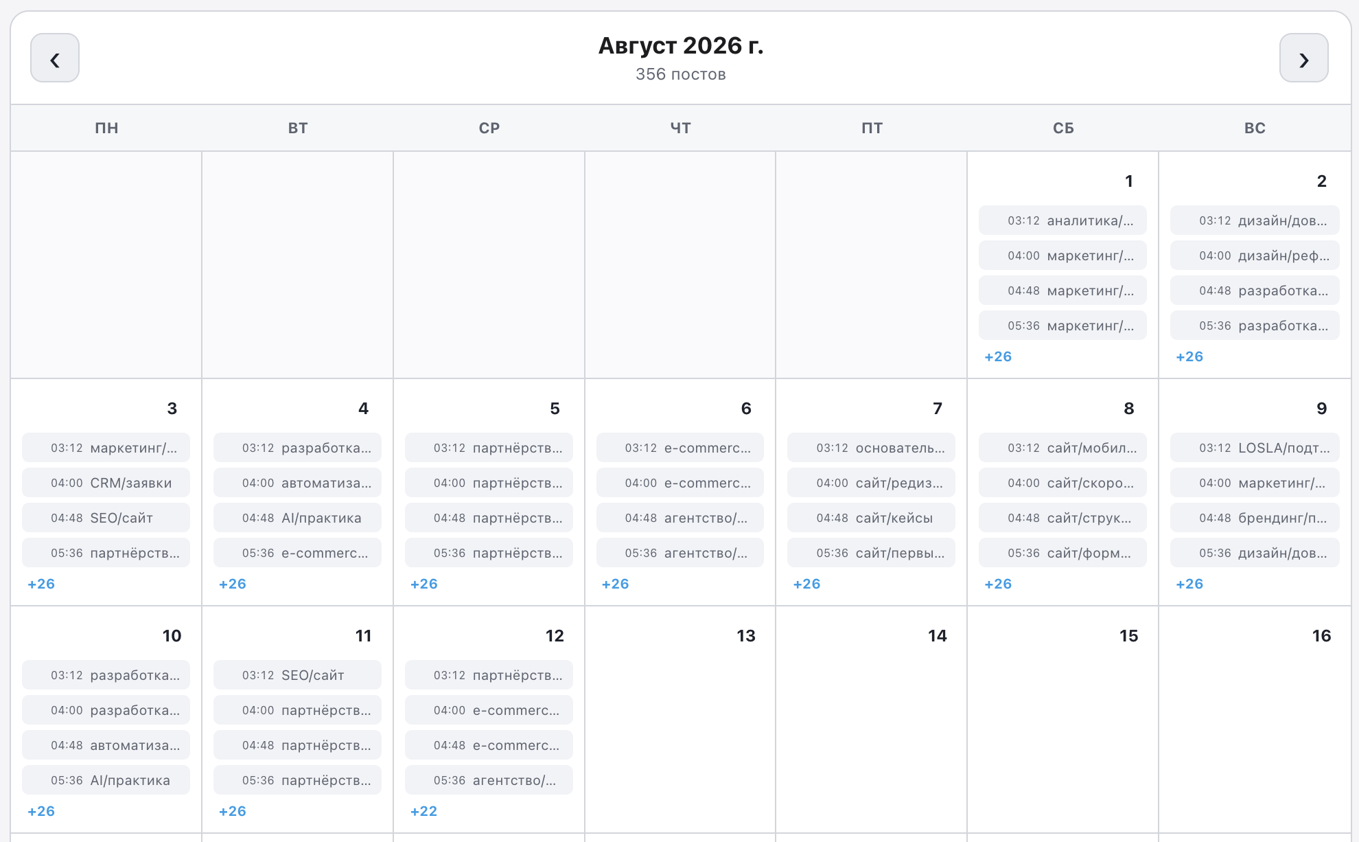 LOSLA Threads content plan calendar